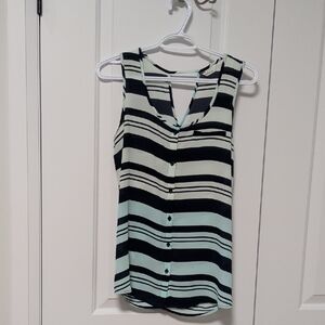 Reitmans Striped Sleeveless Blouse - Black and White